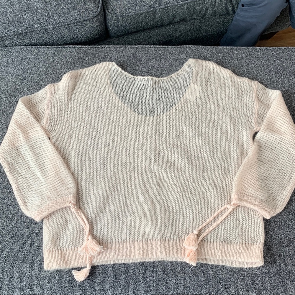 Sezane pink loose knit summer sweater